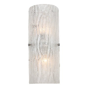 Brilliance 2-Light Bath Wall Sconce, Chrome Finish With Bright Ice Glass