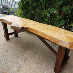 Rustic Oak Bench - Live Edge Natural Wood - Accent And Storage Benches