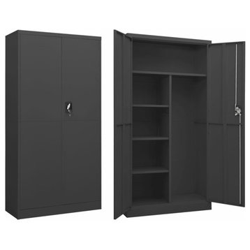 vidaXL Storage Cabinet with a Lock Storage Locker Storage Organizer White Steel, Anthracite, 1 Pcs