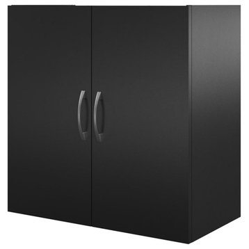 Pemberly Row Engineered Wood Transitional 24" Wall Cabinet in Black