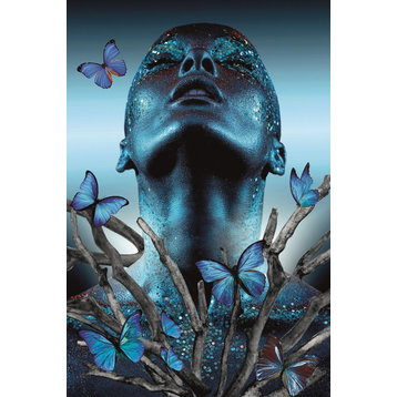 Blue Toned Photographic Artwork | Andrew Martin Mystique Lady, 47" X 71"