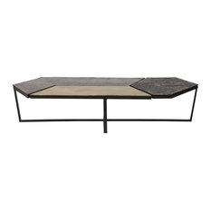 Modern Low Profile Coffee Tables Houzz 61 4 W Coffee Table Sleek Modern Low Profile Geometric Mosaic Tile Top Metal