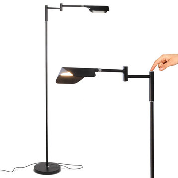 Brightech Leaf - Adjustable Pharmacy LED Floor Lamp for Reading & Crafts, Jet Bl