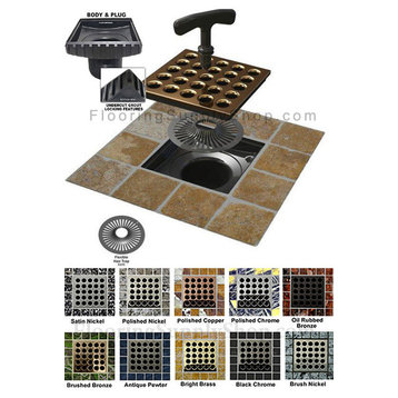 Ebbe Square Shower Drain Grates PVD, Antique Pewter