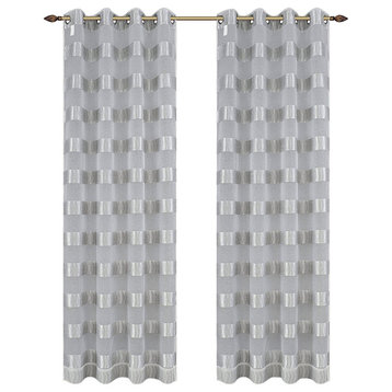 54"x84" Monica Sheer Curtain Panels With Grommets,  Set of 2, Gray