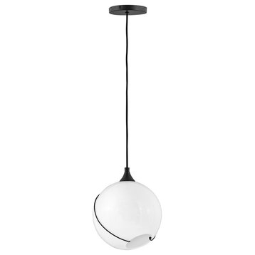 Hinkley 30303BLK-WH Skye 1 Light Small Pendant in Black with Cased Opal glass