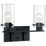 Nuvo Lighting - Sommerset Two Light Vanity, Matte Black - Sommerset 2 Light Vanity Fixture Matte Black Finish with Clear Glass