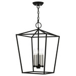 Livex Lighting - Devone 4 Light Black With Brushed Nickel Accents Chandelier - The Devone collection hints at a casual vibe. This four light square frame chandelier is shown in a black finish with brushed nickel finish accents. It will be a great feature in your modern loft or cabin as well as any transitional style interior.