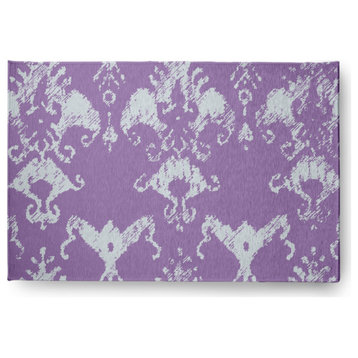 Victorian I-Kat Pattern Soft Chenille Area Rug, Purple, 4'x6'
