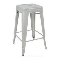 Gar Products Barstools Houzz Vandue Ajax 24 Contemporary Steel Style Bar Stool Matte Silver