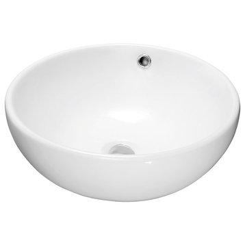 Dawn Vessel Above-Counter Round Ceramic Art Basin with Overflow
