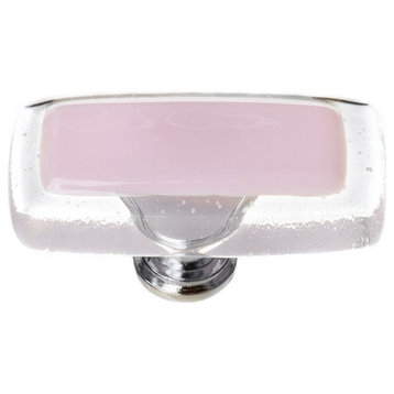 Reflective Pink Long Knob, Satin Nickel Base