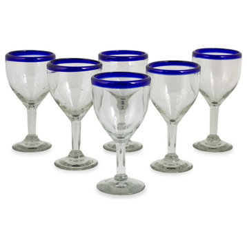 Handmade Blue Can-Cun  Wine goblets (set of 6) - Mexico