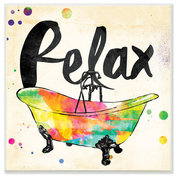 "Relax Rainbow Colors Icon Bath" Wall Plaque Art