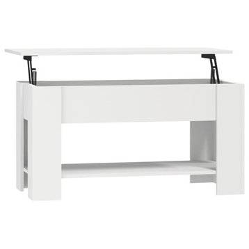 vidaXL Coffee Table Lift Top End Table Accent Sofa Table White Engineered Wood
