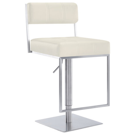 Michele Contemporary Swivel Barstool in Brushed Stainless Steel