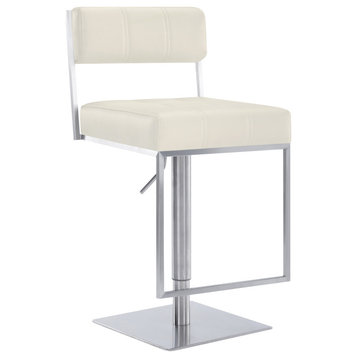 Michele Contemporary Swivel Barstool in Brushed Stainless Steel