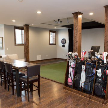 Finished Basement with Golf Simulator in Elgin