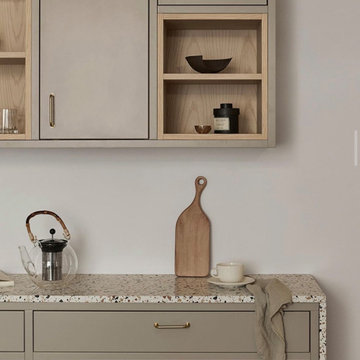 Custom Cabinets in a soft beige color.