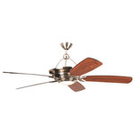 Craftmade - Craftmade 60" Vesta Ceiling Fan, Brushed Polished Nickel - Whether your look is traditional, transitional, or contemporary, the ultra-versatile Vesta ceiling fan blends with most decors. Choose from Oiled Bronze with Oiled Bronze/Mahogany blades or Stainless Steel with Flat Black/Walnut blades. The Vesta comes fully-equipped with the patented Tripod Mounting System, and independently controlled indirect uplight and integrated halogen downlight.