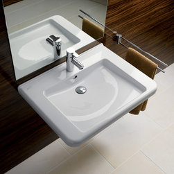 Dejuna 22" Wall-mount ceramic Sink with overflow and one faucet hole - Bathroom Sinks