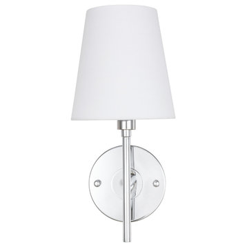 Cason 1 Light Wall Sconce in Chrome & White Shade