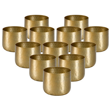 Serene Spaces Living Antique Gold Hammered Pots, Small, Set of 12