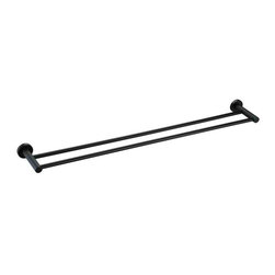 Round Double Matte Black Towel Rail 600mm SKU: MR01-R - Towel Rails