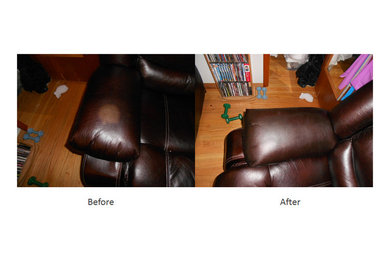 Leather armchair discoloration repair