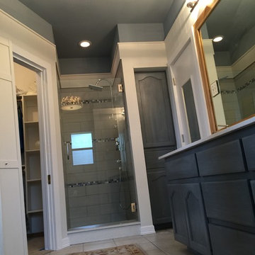 Coastal Farmhouse. I think I officially live for re-doing 80's master bathrooms.