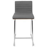 LumiSource Mara 26" Counter Stool, Walnut And Gray, Set Of 2