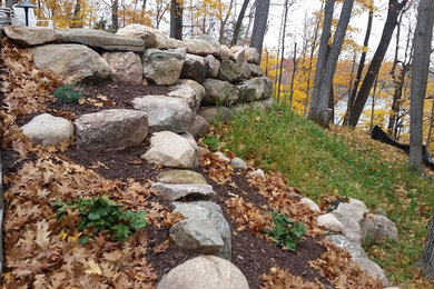 Example of a mountain style home design design in Minneapolis