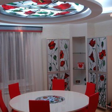 Installing stained glass panels in false ceiling designs