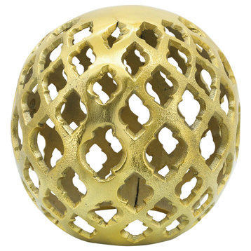 Metal, 8" Cut-Out Orb, Gold