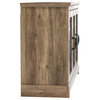 Calidia Wood 45.7in. 3 Door Sideboard, Knott Oak With Gray Stone