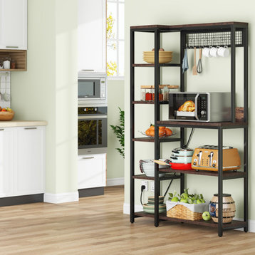 Tribesigns Bakers Rack With Power Outlets, 8-Tier Microwave Stand With Storage