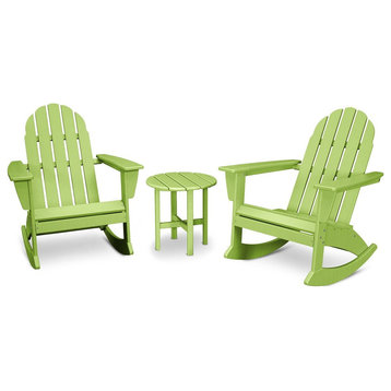 Polywood Vineyard 3-Piece Adirondack Rocking Chair Set, Lime