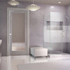 Unidoor Plus Frameless Hinged Shower Enclosure, Frosted Band, Chrome