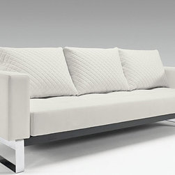"Innovation USA" Cassius Q Deluxe White Leather Textile Sofa Bed - Sofas