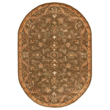 Safavieh Antiquity Collection AT52 Rug, Olive/Gold, 4'6"x6'6" Oval