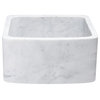 17" Farmhouse Kitchen Sinks, Curved Front, Reversible, Carrara White, White