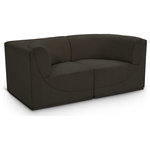Meridian Furniture - Ollie Black Boucle Fabric Straight Modular Sofa, Brown, 2-Piece: 2 Corner Chair - Meet the epitome of style and functionality with this Ollie boucle fabric living room sofa, part of the Ollie modular collection. A contemporary marvel, this sofa features chic and inviting rich brown boucle fabric upholstery, giving it a sumptuous texture that oozes elegance and luxury. Curved corners add to the visual look of the sofa while maximizing seating comfort while lounging, reading, or entertaining. Pair it with other items in the Ollie collection easily, thanks to an attachment latch underneath.