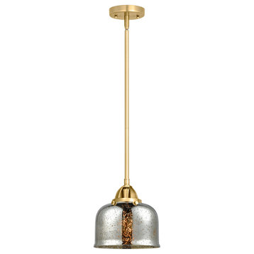 Large Bell Mini Pendant, Satin Gold, Silver Plated Mercury