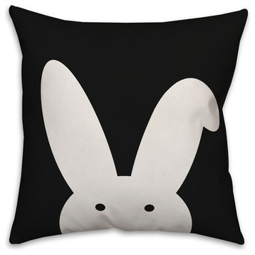 Modern Black and White Bunny 18x18 Throw Pillow