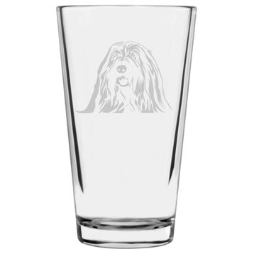 Bearded Collie Dog Themed Etched All Purpose 16oz. Libbey Pint Glass