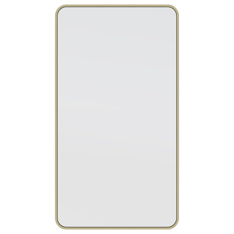 22" W X 40" H Radius Corner Stainless Steel Framed Mirror, Satin Brass