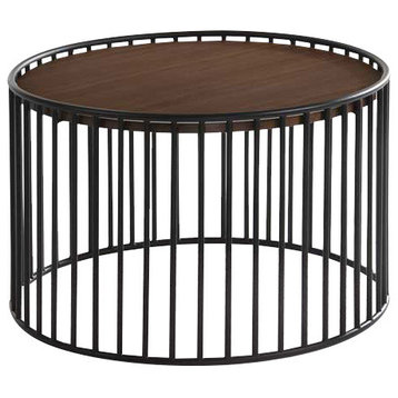 Modrest Bronson Modern Walnut and Black Round End Table