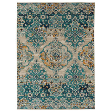 Zuma Beach Collection Turquoise 9' x 12' Rectangle Indoor-Outdoor Area Rug