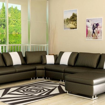 Espresso Brown Bonded Leather Sectional Sofa