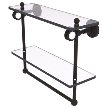 Pacific Grove 16" Double Dotted Glass Shelf and Towel Bar, Oil Rubbed Bronze